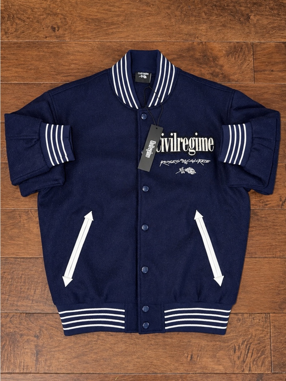 Civil Regime Navy Varsity Jacket M